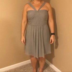David’s Bridal Y-Neck Mesh Short Bridesmaid Dress